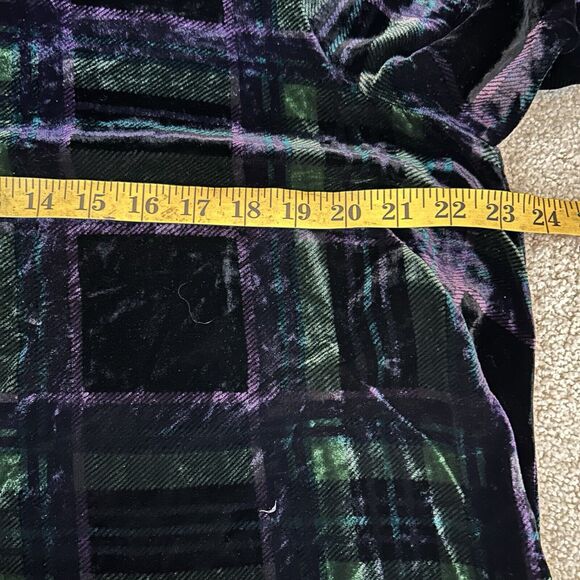 Sahara Velvet Jersey Dress Lagenlook Green Purple Tartan Check Size 3 US 10-12 - Picture 6 of 9